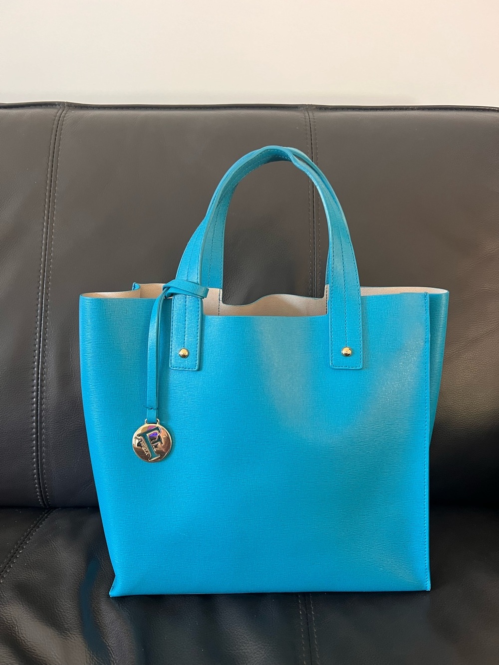 Furla Muse Turquoise Women's Leather Tote Bag